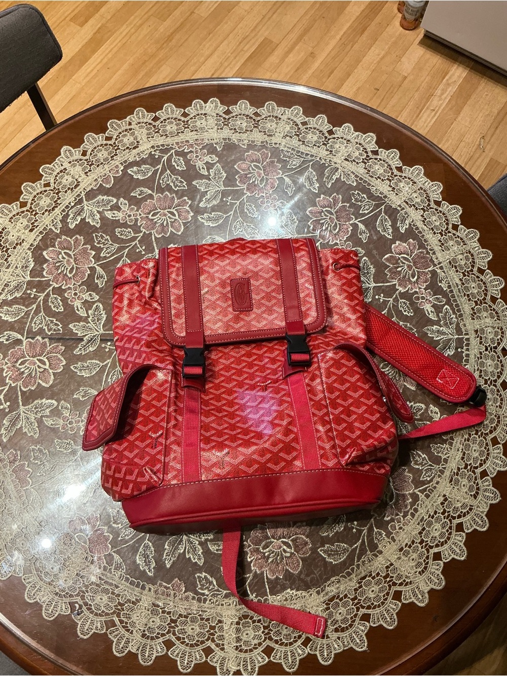 Red leather Goyard Cargo backpack